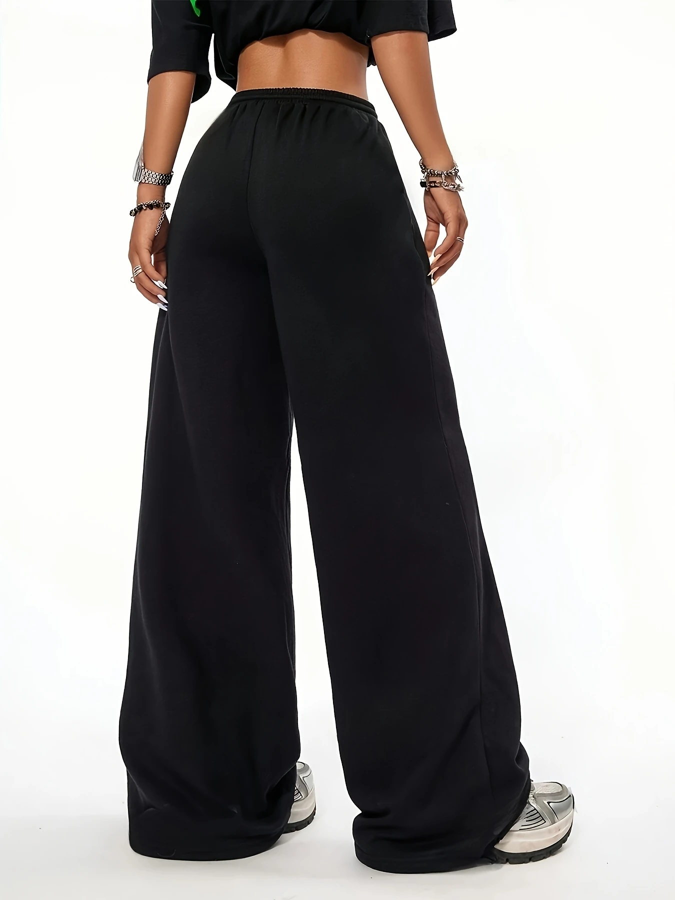 Letter Print Chic Jogging Pants, Elastic Waist Loose Fit Running Workout Pants, Women's Activewear