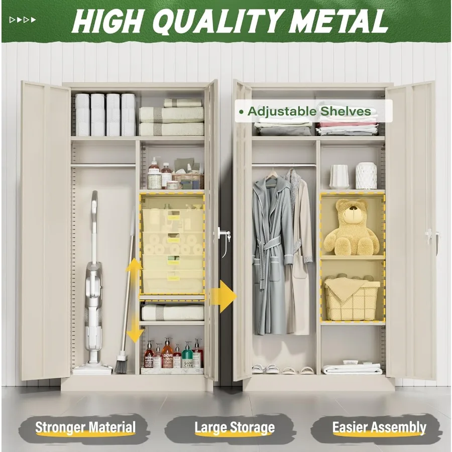 خزانة ملابس معدنية بأبواب وأرفف72 خزانة خزانة ملابس للتفصيل للمكتب وغرفة النوم وغرفة الغسيل hool Em