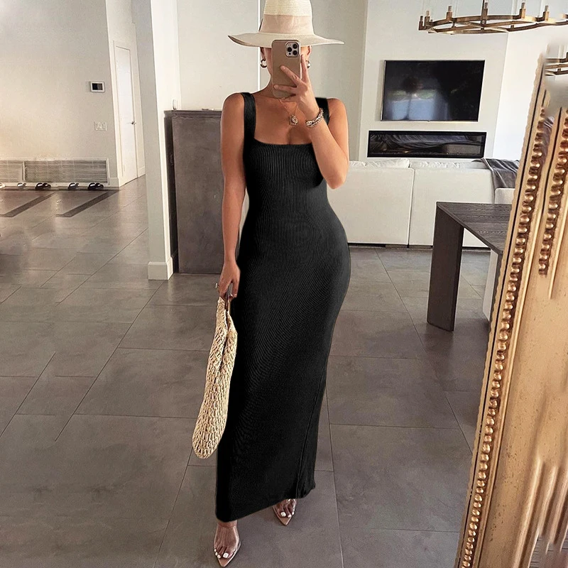 Bolopi Sleeveless Slim Long Dress 2023 Summer Wommen Solid New In Party Elegant Prom Formal Occasion Outfits Y2K Streetwear