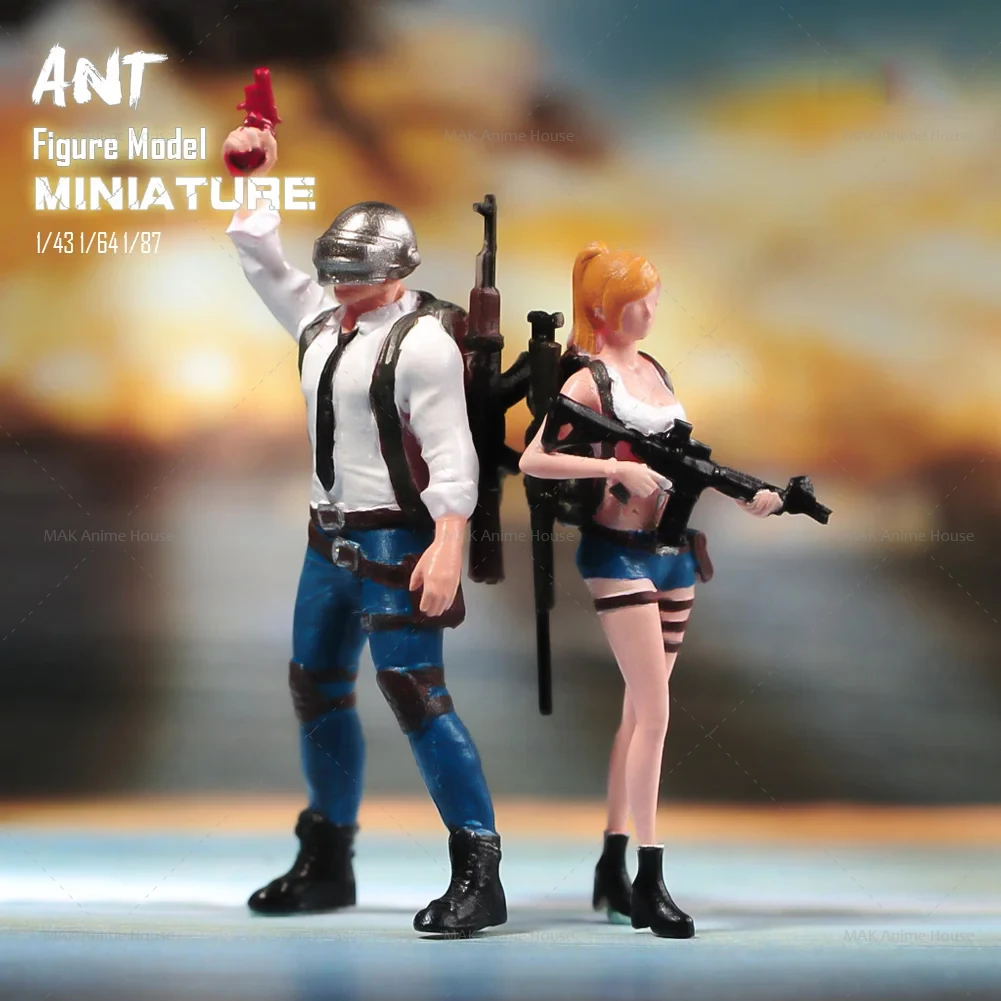 Miniatures 1/87 1/64 1/43 1/24Game Backpack With Weapons For Men And Women Model Unpainted Creative Photography Scene Dolls Toys