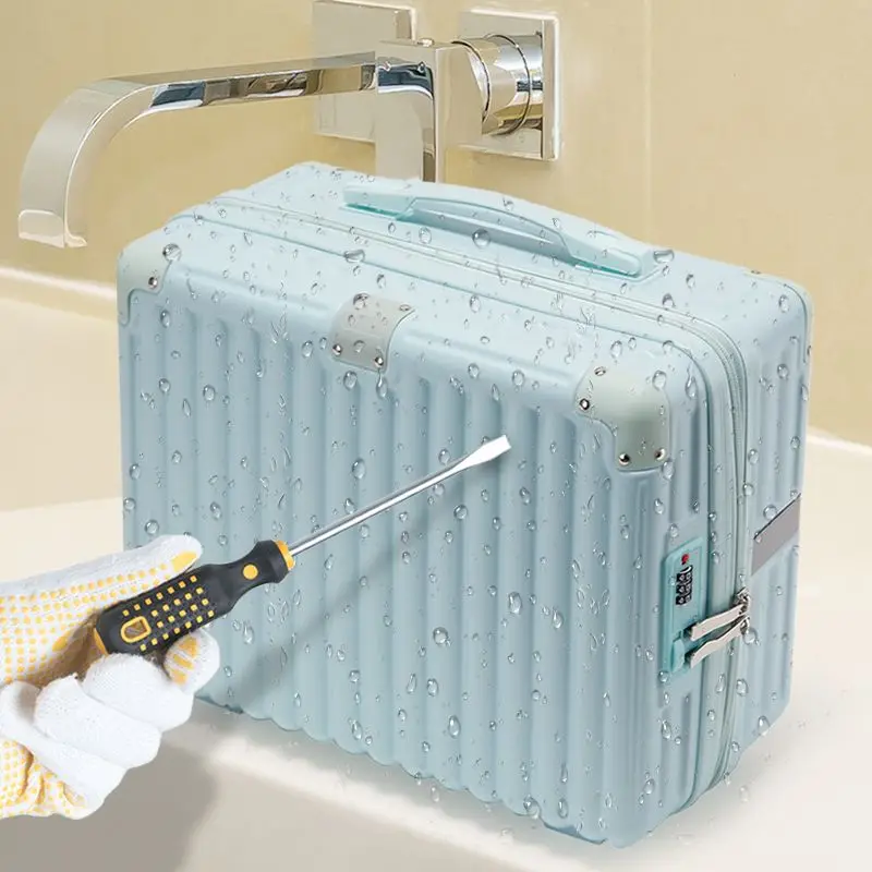 Maleta de equipaje de moda portátil para almacenamiento de mano de vacaciones con cerradura, estuche de cosméticos de viaje de concha dura pequeña,