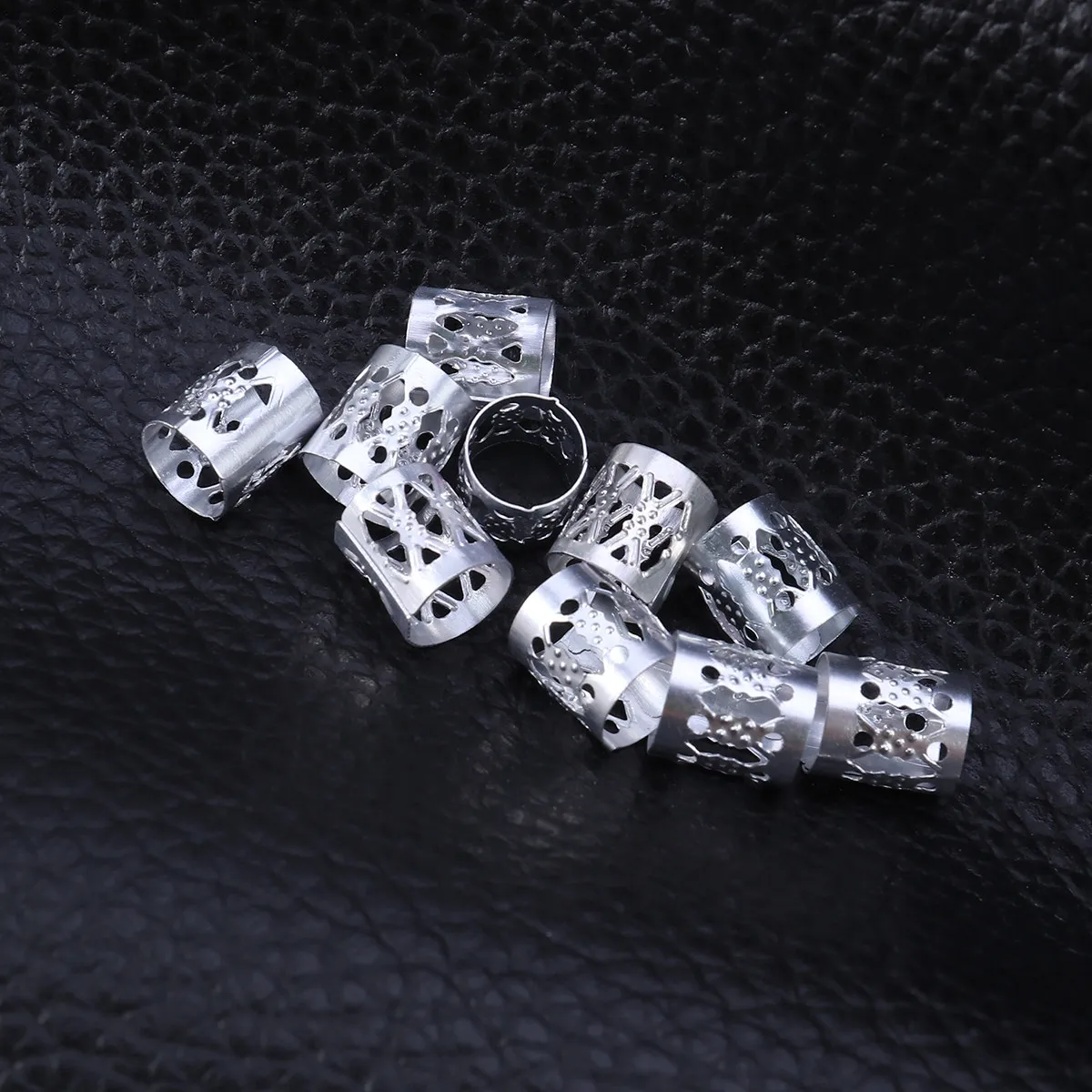 

10Pcs Aluminum Alloy Dreadlock Cuffs 8Mm X 10Mm Adjustable Hair Rings for Braids Twists Plaits Dreadlocks Beads Styling