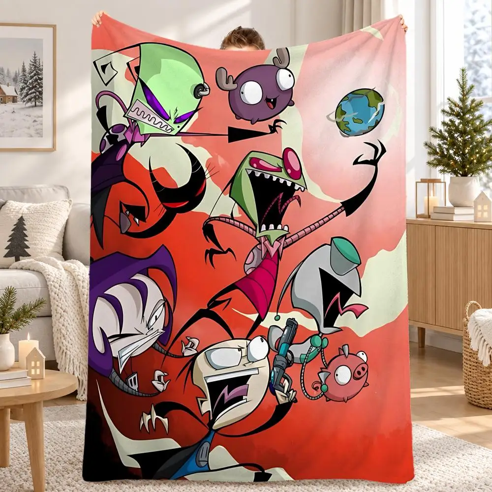 Anime Invader ZIM Throw Pet Flannel Blanket Throw Blanket for Living Room Bedroom Bed Sofa Picnic Cover kids