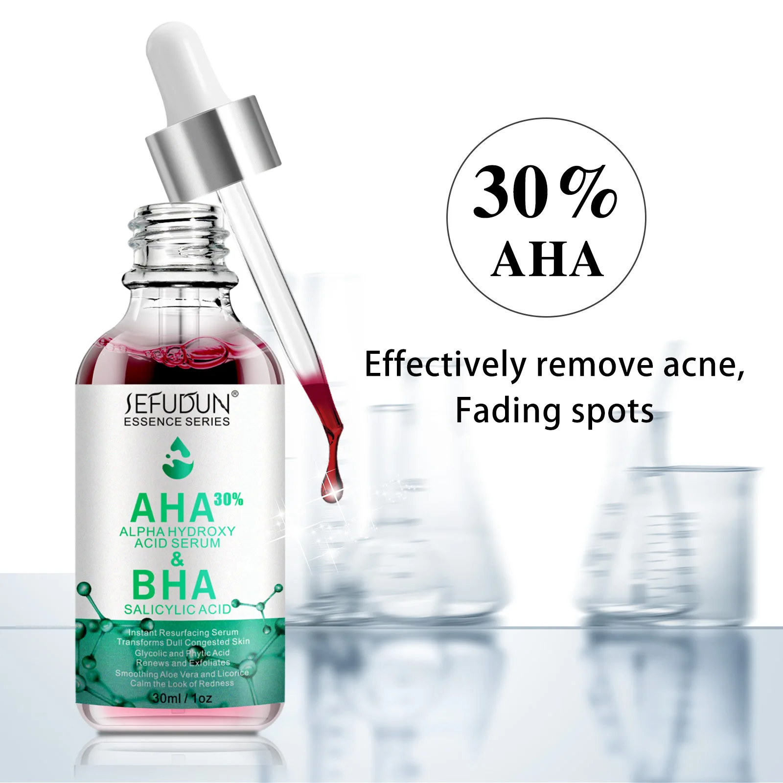 

2 Pcs AHA Fruit Acid Serum Stock Hydration Salicylic Acid Rejuvenating Facial Serum Cleans Pores Balance Water and Oil