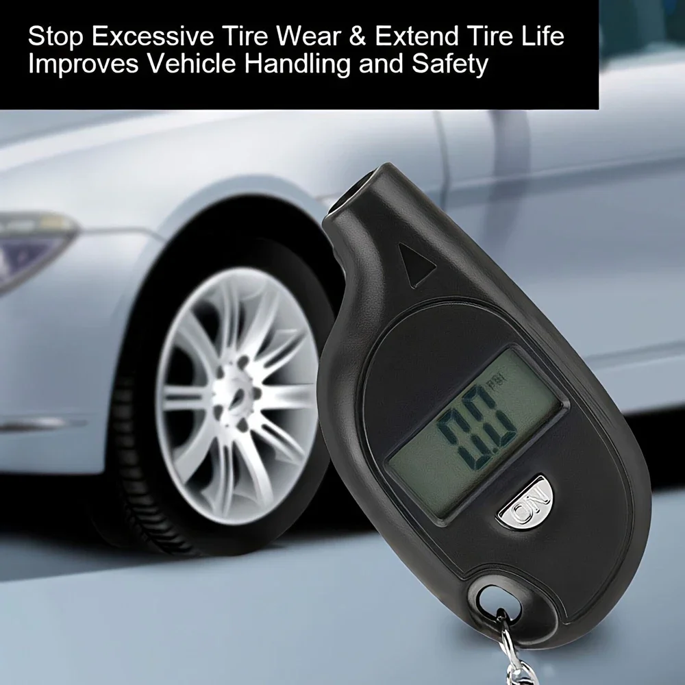 Mini Keychain Style Portable Tire Gauge Digital Lcd Display Car Air Pressure Tester Meter Auto Motorcycle Safety