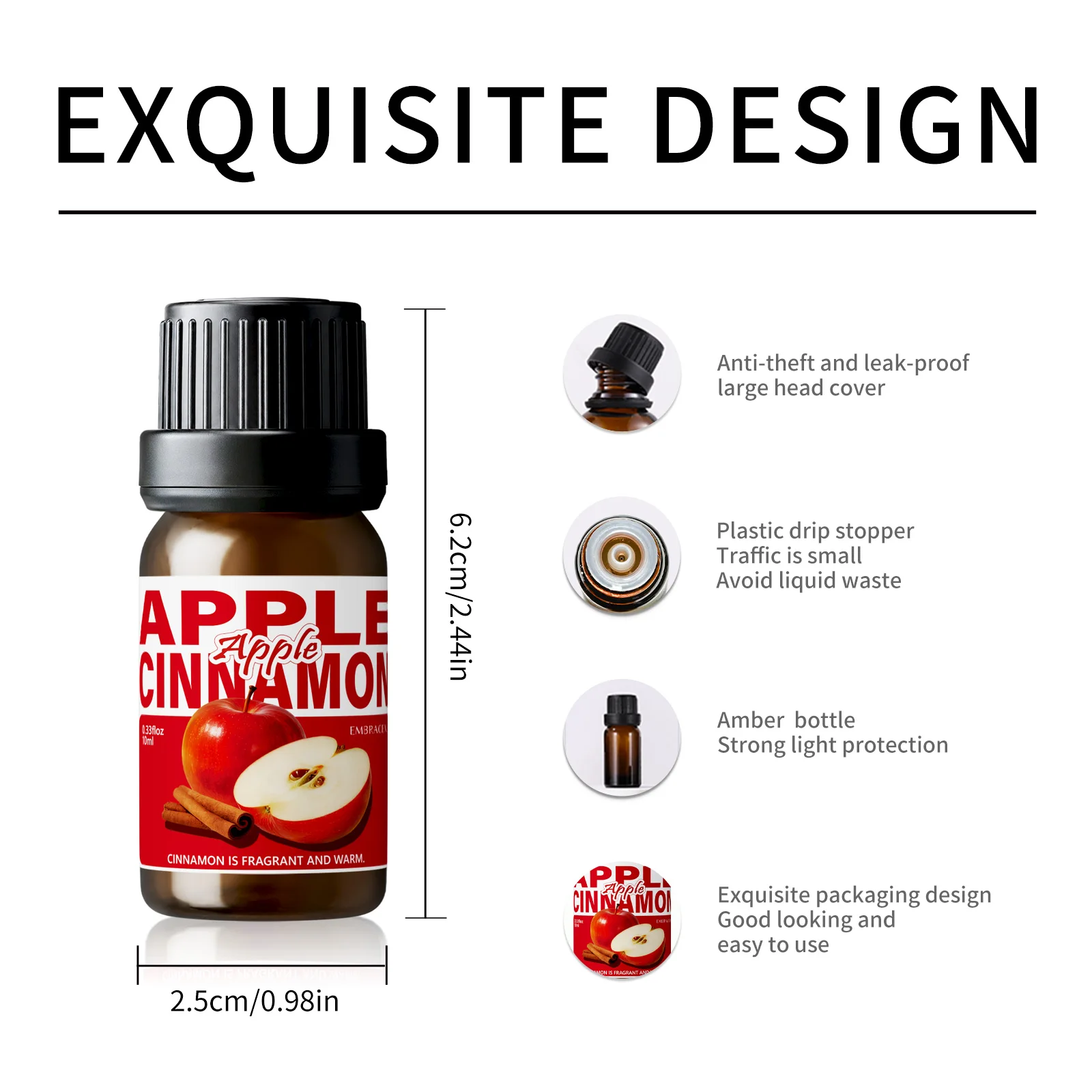 10ml Apple Cinnamon Delicious Fragrance Oils Sweet Fragrance Long lasting Car Reed Diffuser Oil For Gift To Friends