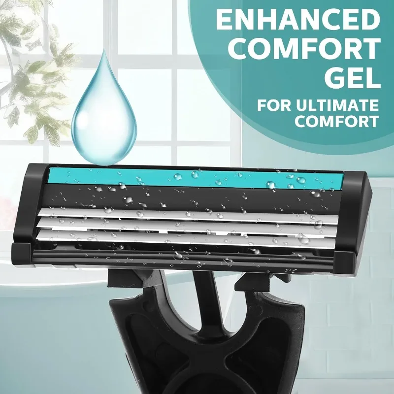 50 Pcs Men's Disposable Razors Bulk 3 Blade Men Razors for Head Sensitive Skin Comfortable Shave