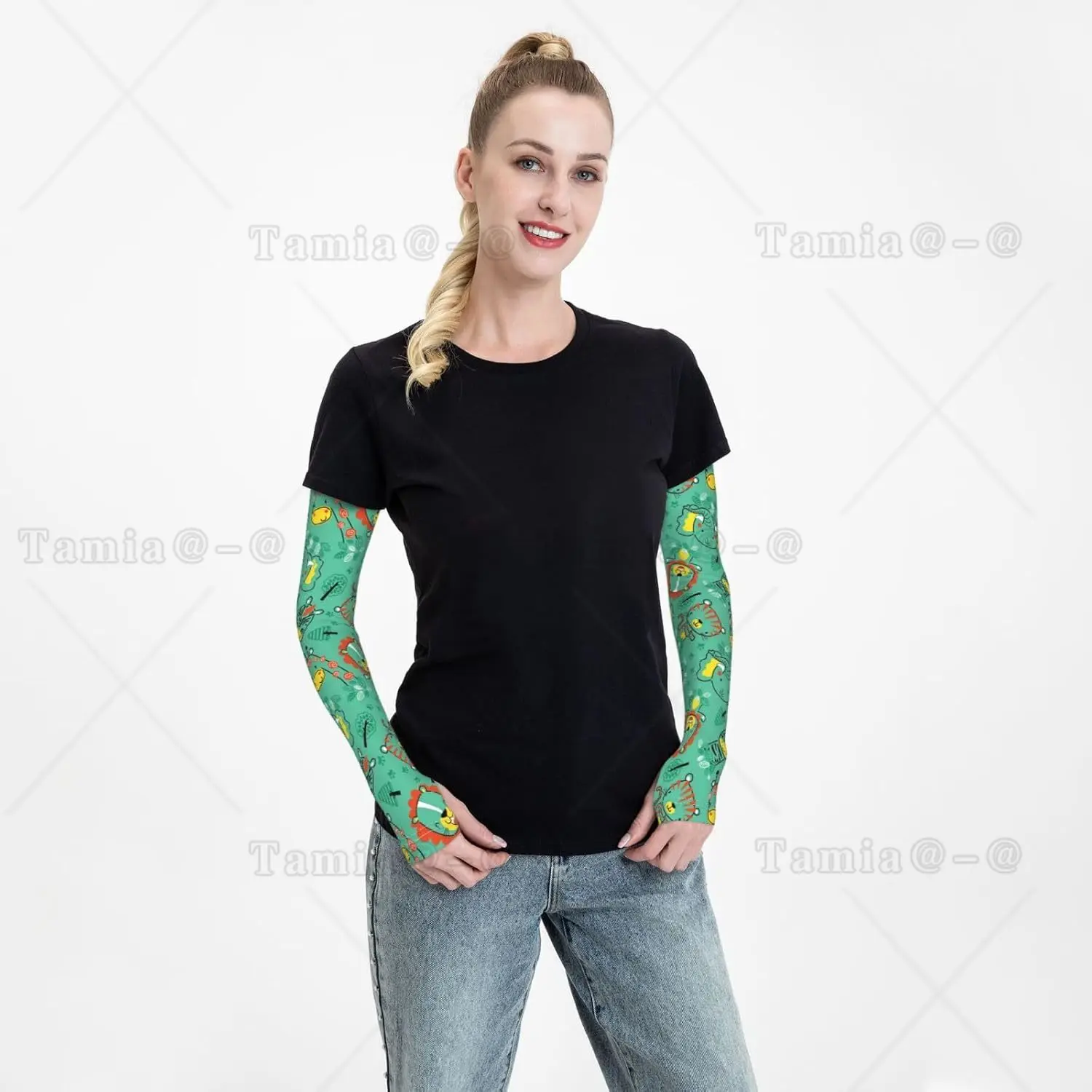 Mangas de brazo con estampado de animales divertidos en la jungla, protección solar UV refrescante, compresión deportiva para hombres y mujeres, mangas de brazo de baloncesto y Golf