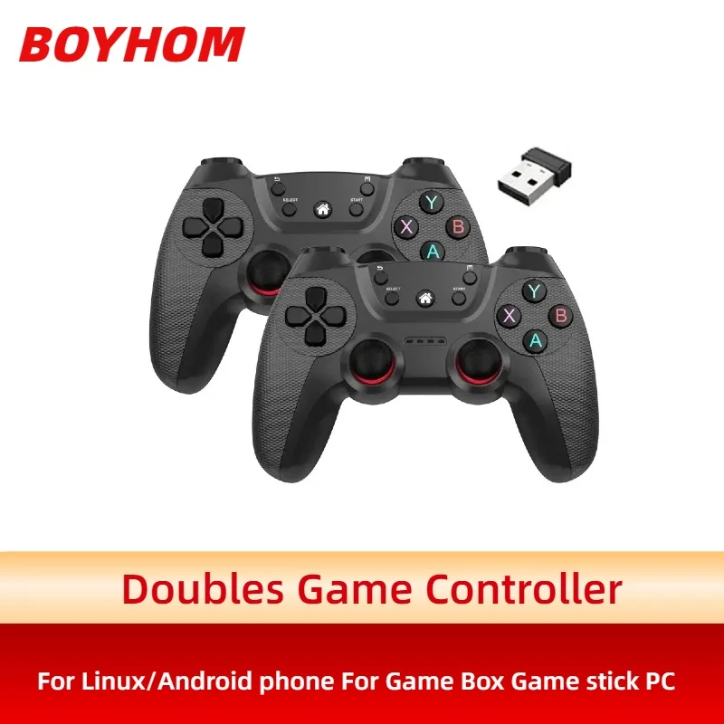 BOYHOM Wireless doubles game Controller For Linux/Android phone For Game Box Game stick PC Smart TV Box 2.4G gamepad Joystick