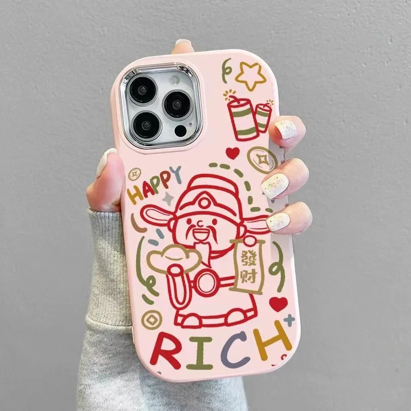 Interesting God of Wealth Shockproof Fashionable Phone Case For iPhone 15 Pro Max 14 Plus 13 12 11 XR X XS 8 7 Cover