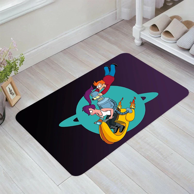 F-Futurama Cartoon Floor Mat Home Carpet Entrance of House Balcony Carpets Room Mats Rugs Kitchen Rug Foot Doormat Door Bathroom