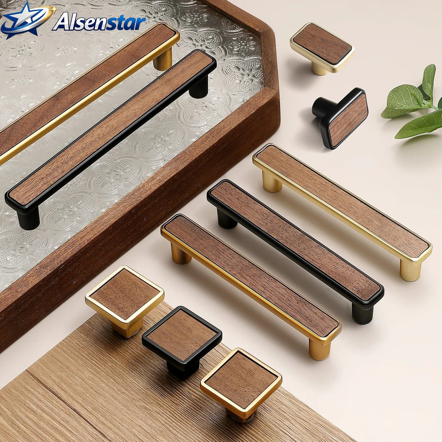 Black Walnut Wooden Cabinet Handles Retro Kitchen Cupboard Door Knobs Bedroom Wardrobe Pulls Chinese Style Furniture Hardware