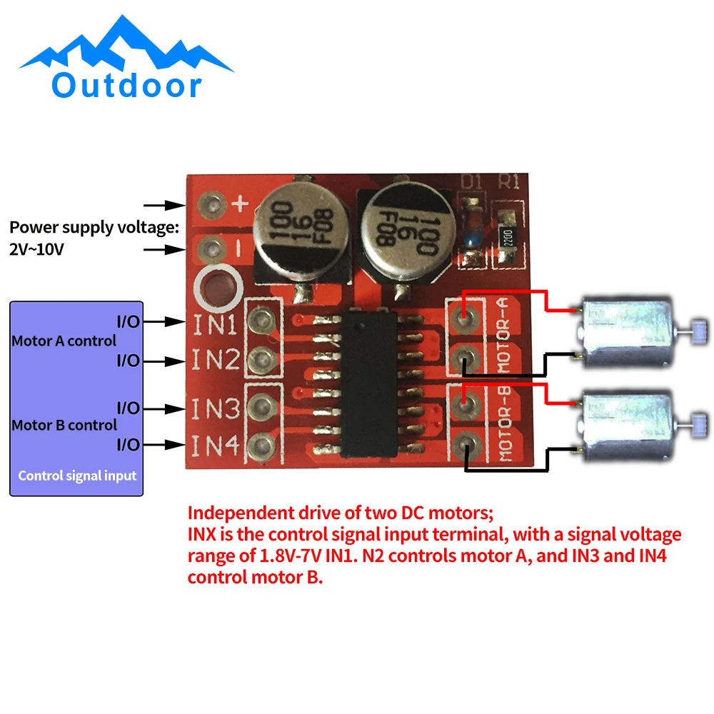 10PCS MX1508 DC Motor Driver Module Speed Dual H-Bridge Replace Stepper L298N Mini Controller Board Motor Drive Board 1.5A 2 Way