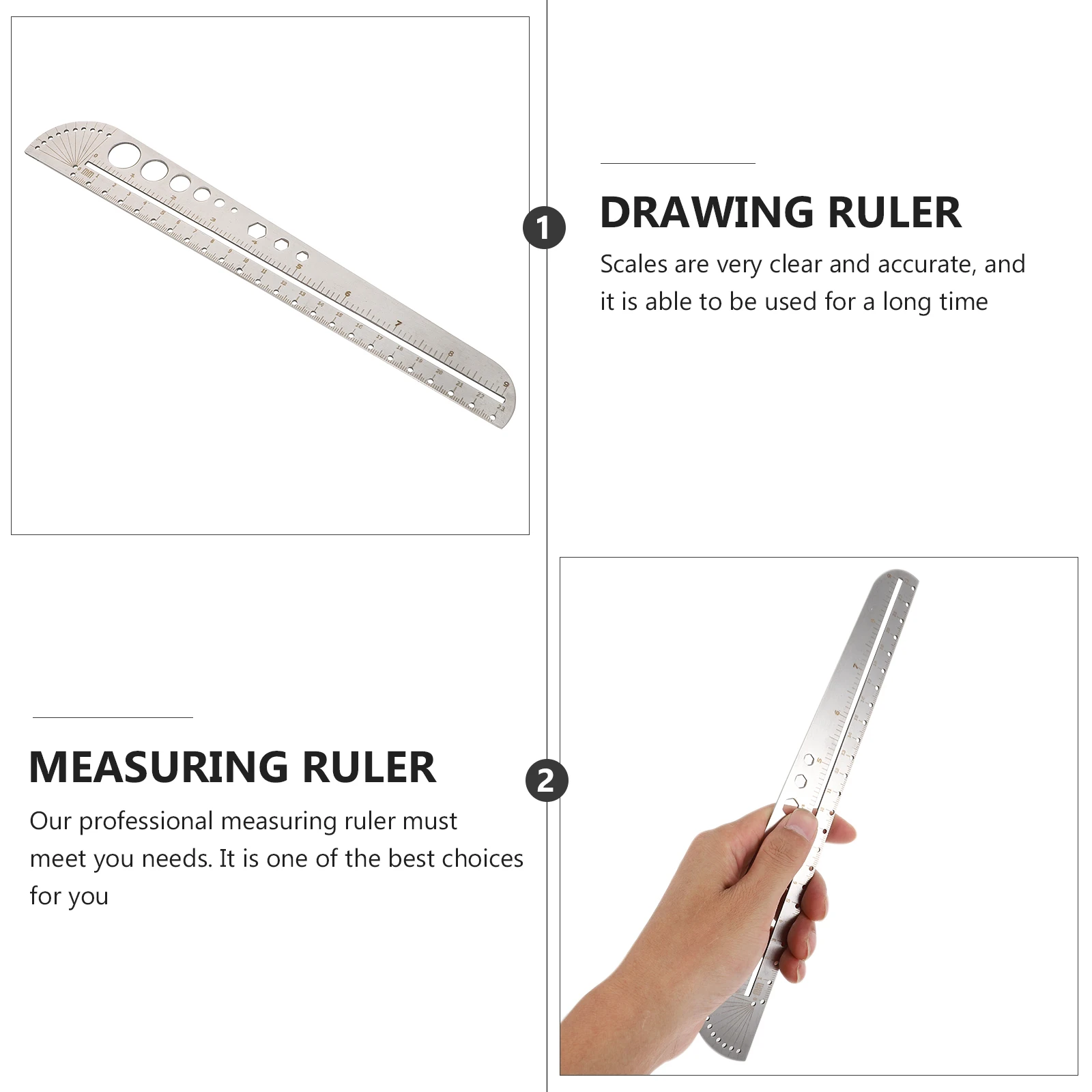 

1pc Hexagon Stainless Steel Ruler Measuring Office School Multipurpose Wear Resistant Clear Scale Accurate Long Lasting
