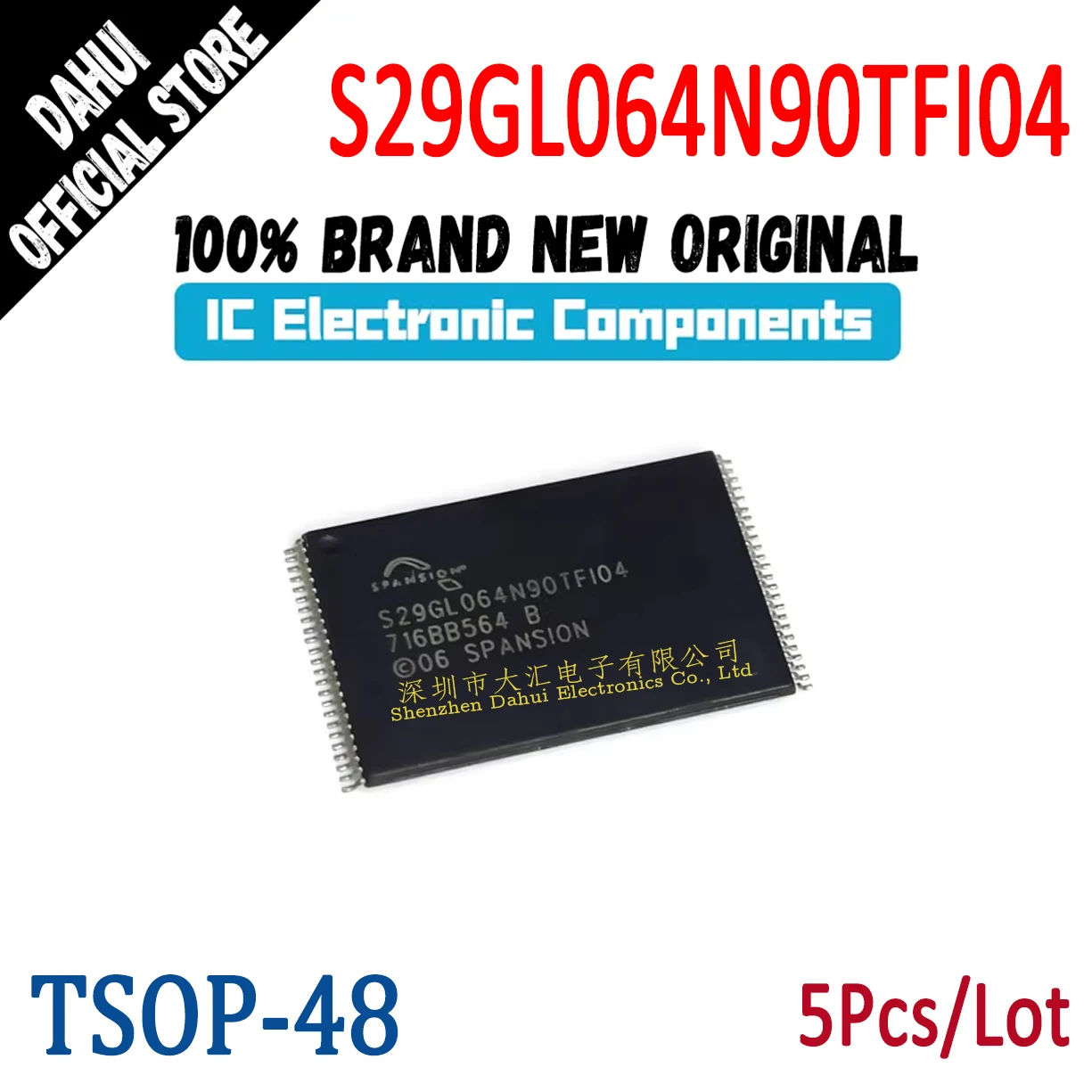 

5Pcs S29GL064N90TFI04 S29GL064N90TFI040 S29GL064N90TF104 TSOP-48 FLASH memory chip IC New original