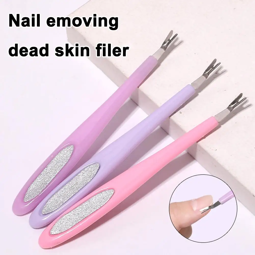1PC ネイルキューティクルプッシャーペディキュアネイルキューティクルリムーバーツール爪の角質フォークニッパープッシャーマニキュアトリマー