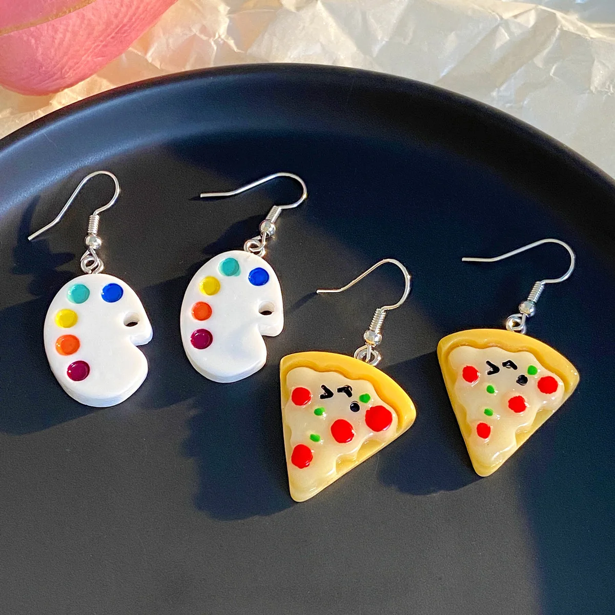 New Food and Play Earrings Cartoon Personalized Creative Sandwich Gingerbread Man Color Palette Earrings