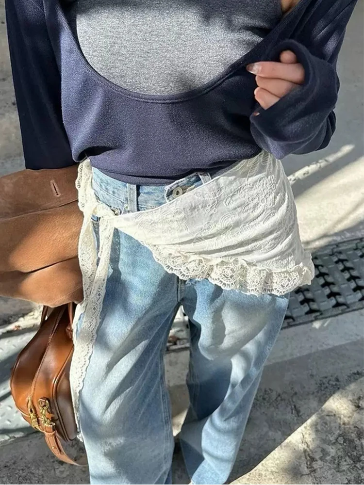 

Милый кружевной платок с вышивкой, дизайнерская занавеска на талии, двойной электронный шарф, корейская юбка трапециевидной формы для поездок на работу