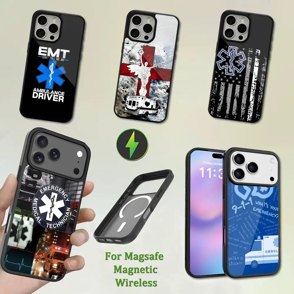 

Ambulance EMT EMS Phone Case For iPhone 13,12,11,16,15,17,14,Pro,Max,Plus,Mini, With Magsafe,Magnetic Wireless Charging