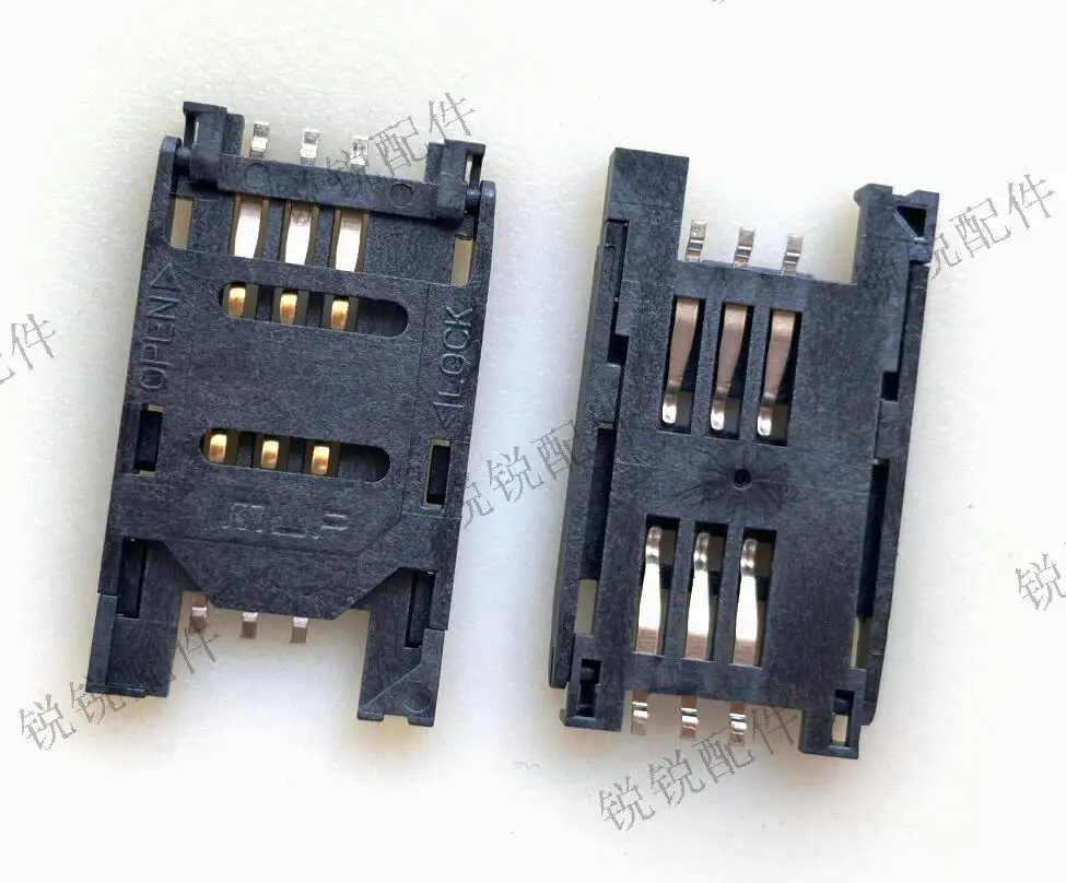 For MUP SIM Slot Card Holder MUP-C713 Columnless H2.5 6P Flip Type, Gold Plated touchpoint