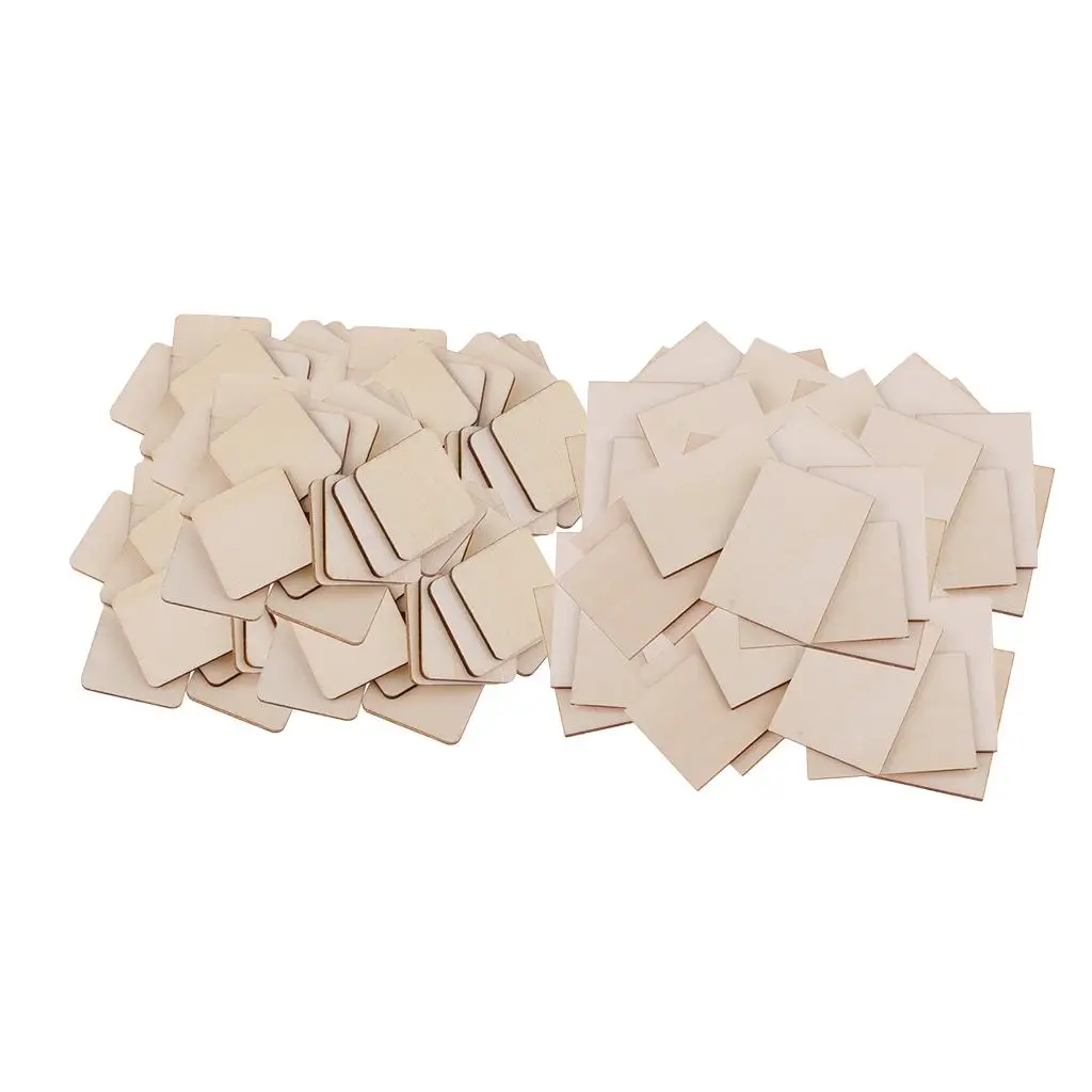 100 piezas de MDF piezas de madera sin terminar placa en blanco manualidades DIY