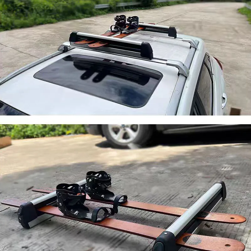 Car Ski Rack Aluminum Alloy Roof Rack Scalable Type Soft Rubber Material Car Travel Rack Frame Outdoor Sports Accessories