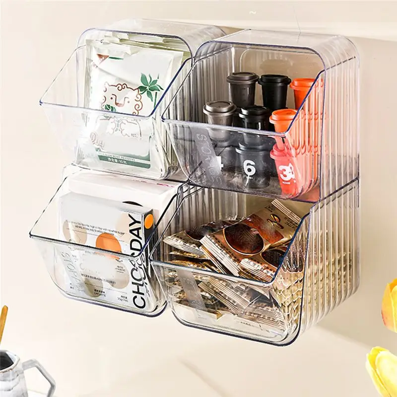 newA10R Desktop Shelf Wall-Mounted Tea Bag Storage Box Dustproof and High-Quality Multifunctional Transparent,Green