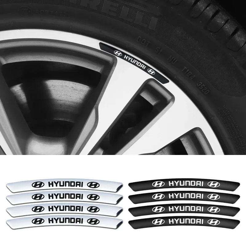 

4PCS Car Wheels Rims Racing Sticker for Hyundai Elantra Sonata Fe Tucson Veloster Kona I30 I20 IX35 Accent Genesis Accessories