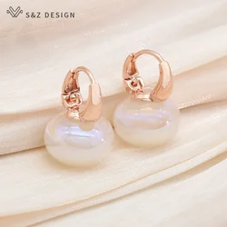 S&Z DESIGN New Fashion Round Colorful Dangle Earrings For Women Girl Luxury Wedding Party Jewelry 585 Rose Gold Color Eardrop