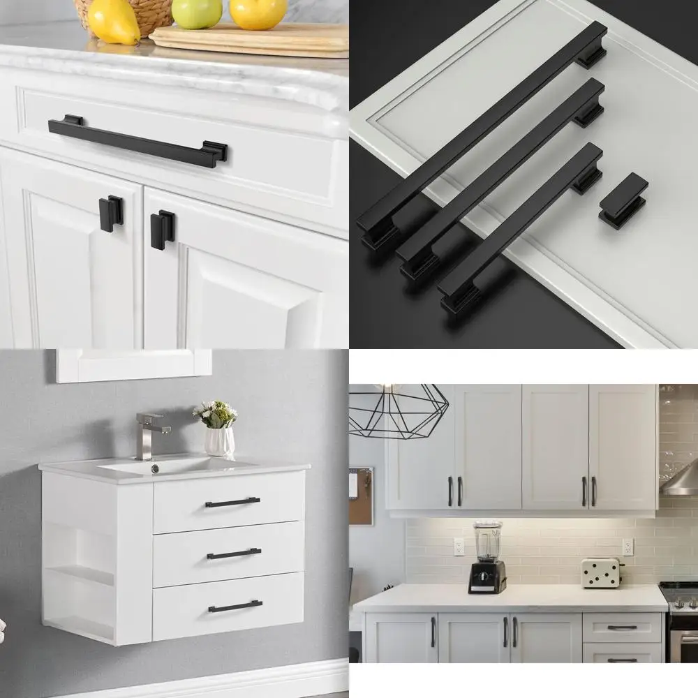 

Набор из 10 7-матовых черных матовых ручек для кухонного шкафа, современные ручки для шкафа для обновления гладкой фурнитуры