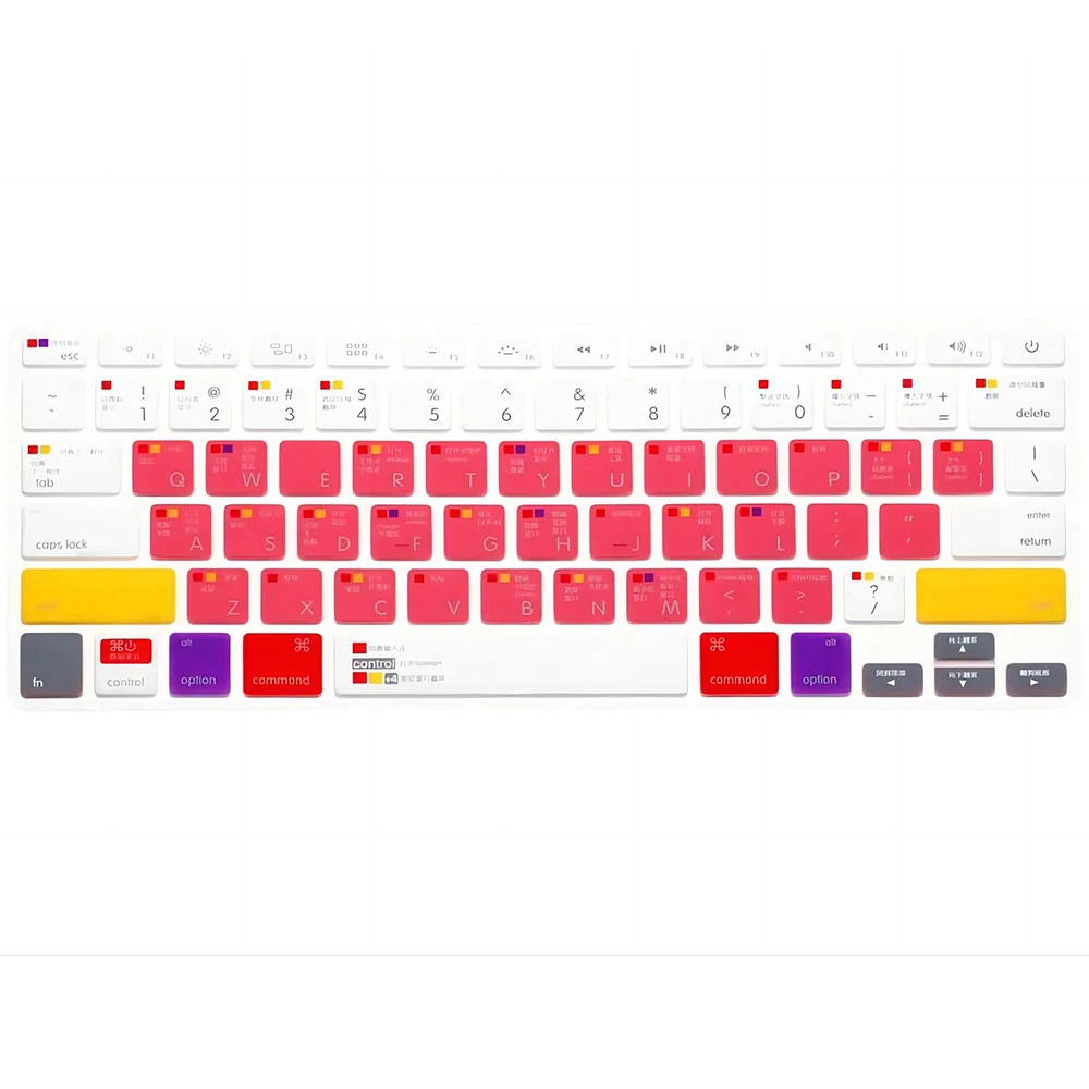 Chinese Function Shortcuts Hot Keys 100pcs US Keyboard Skin Protector for Mac OS X OSX-M-CC-2  F MAC Pro Air Retina 13 15 17