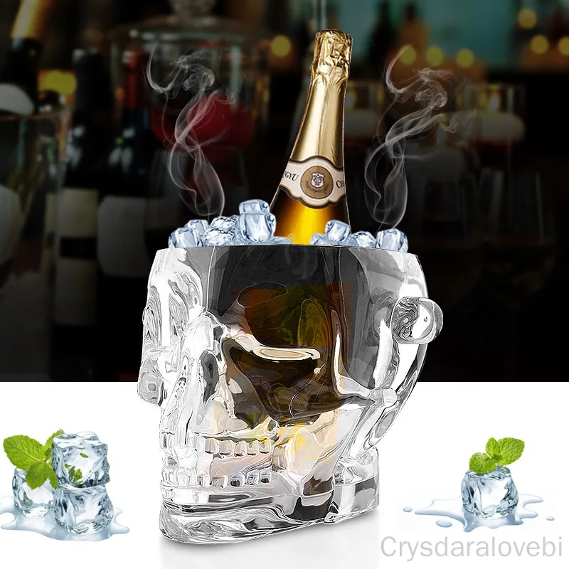 

Bar Skull Ice Bucket Acrylic Ice Bucket Plastic Household Wine Ice Bucket KTV Ice Bucket Small Ice Bucket with Ice Tongs