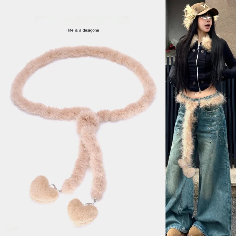 retro-punk-furry-waist-belt-women's-y2k-subculture-jazz-dance-waist-accory-vintage-sexy-cowgirl-jeans-decorative-belt