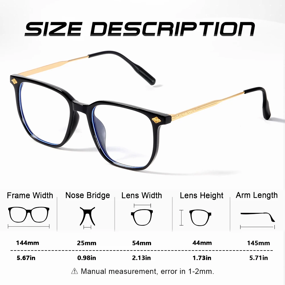 CRIXALIS 2Pcs Classic Square Anti Blue Light Glasses Women And Men Reading Book Glasses Prescription Glasses Computer Eyeglasses