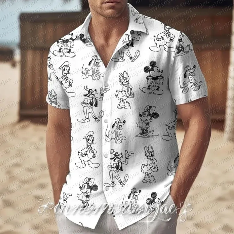 2026 Mickey Mouse Button Shirt,  Summer Button Up Shirt, Vacation Beach Shirt for Men,  Trip Shirt Comfortable and Breathable view 2