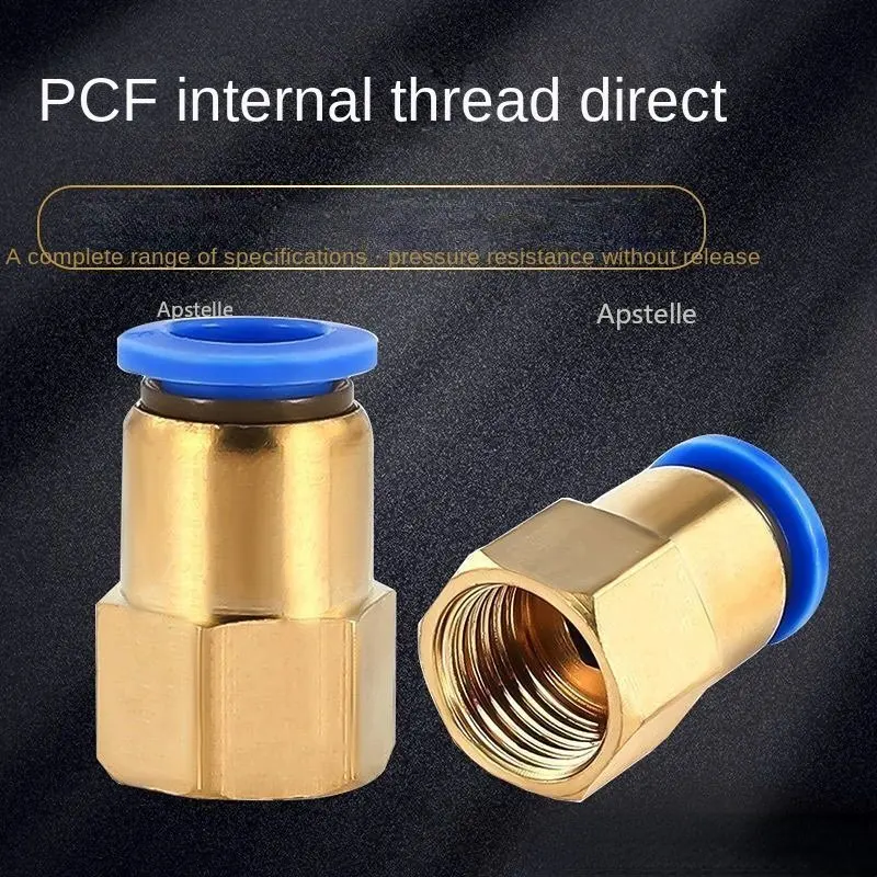 Connector 4/6/8/10/12mm Pneumatic Female Thread BSP/NPT Tubing Fitting 1/8 1/4 3/8 1/2 PCF Air Joint Straight Quick Brass Hose