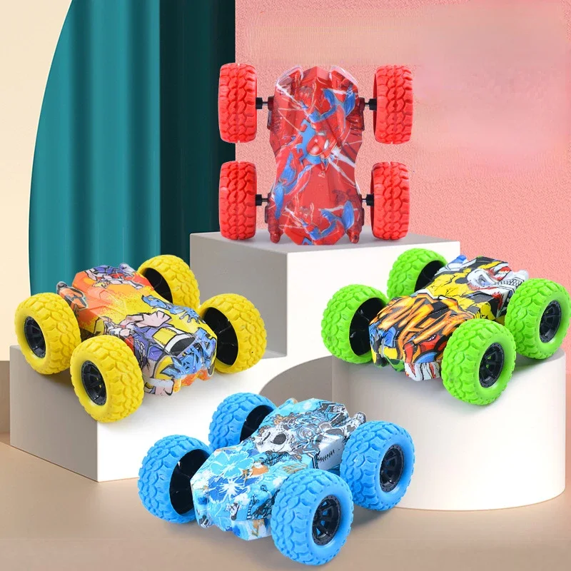 

1Pc Children's Four-wheel Drive Car Inertia Double-sided Graffiti Fun Safety Anti-collision Anti-drop Toy Car Shatterproof Model