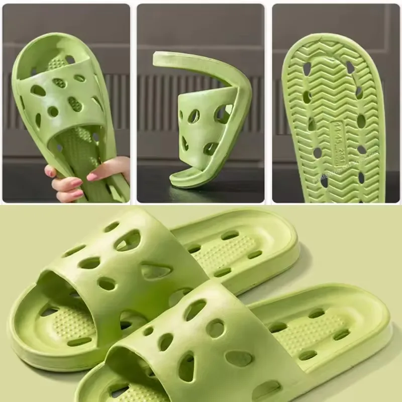 Bathroom Slippers Women Leaking Sandals Cheese Slides Summer Eva Shoes For Men Soft Anti-Slip Flip Flops Couples Indoor Slipper image 6