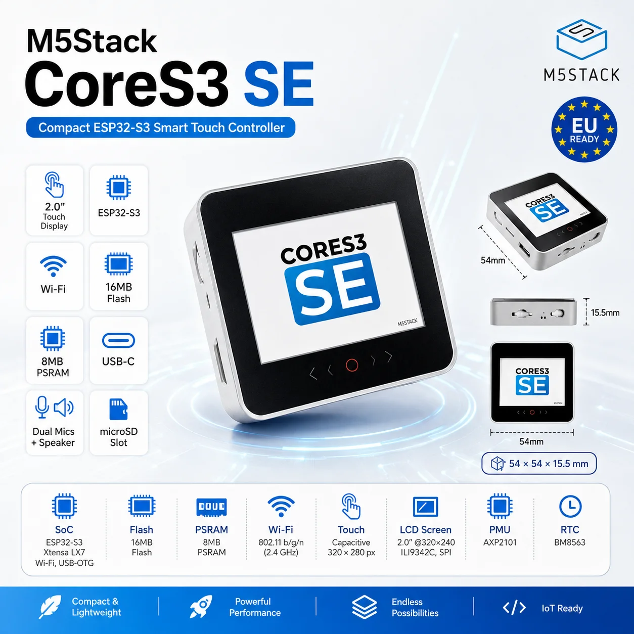 Original M5Stack CoreS3 SE ESP32-S3 IoT Development Kit 2.0 Touch Screen 16MB Flash 8MB PSRAM