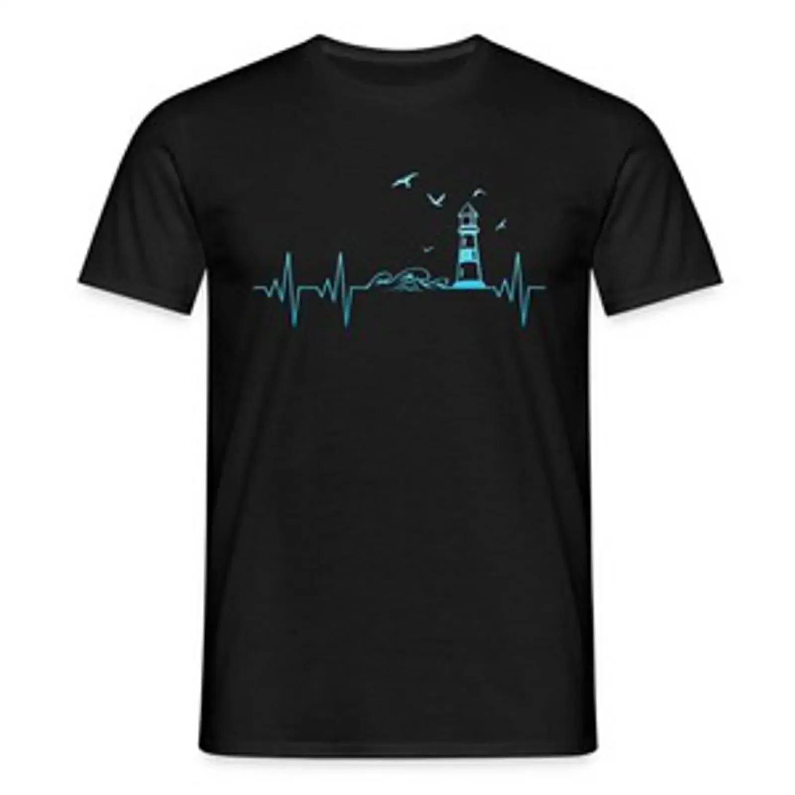 Camiseta vintage para hombre Küste Meer Leuchtturm Herschlag EKG Moin, lavada, suave, ligeramente elástica, cómoda y transpirable