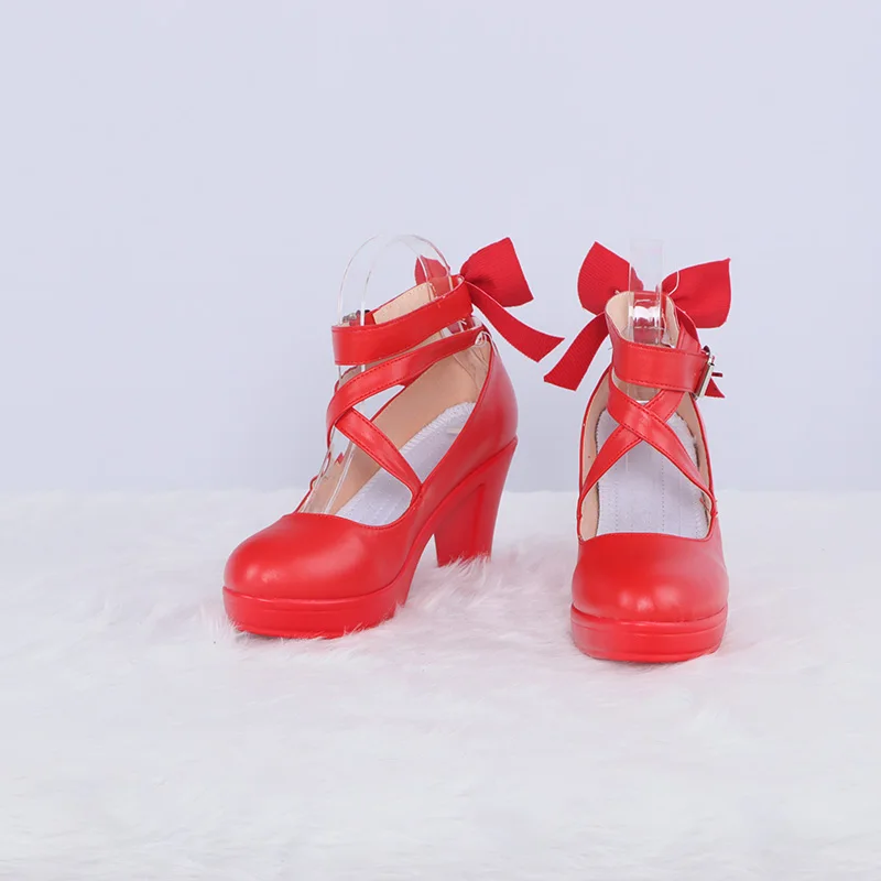 Anime Puella Magi Kaname Madoka cosplay shoes Lolita role play red  bowknot Lolita shoes costumes