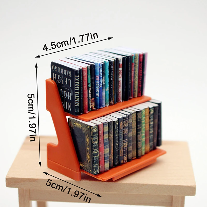 ตู้หนังสือจำลองขนาดจิ๋ว 1:12 พร้อมหนังสือ เหมาะสำหรับห้องอ่านหนังสือในบ้านตุ๊กตา