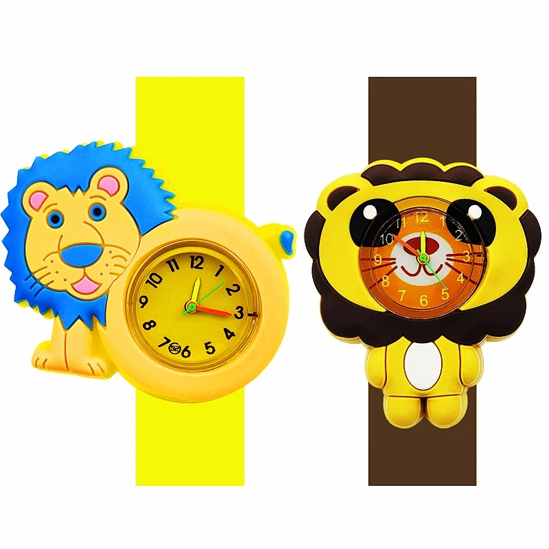 Cartoon Lion Children Watches 2-14 Years Old Baby Study Time Toy Slap Bracelet Kids Watches for Boys Girls Birthday Gift