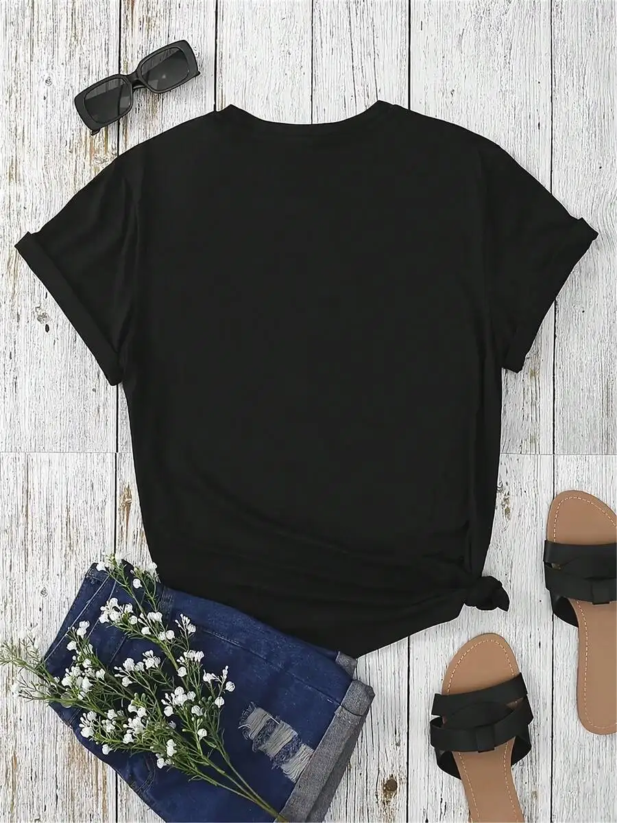 Womens Plus Size Cherry Print Short Sleeve Tee Casual Knitted T-Shirt view 2