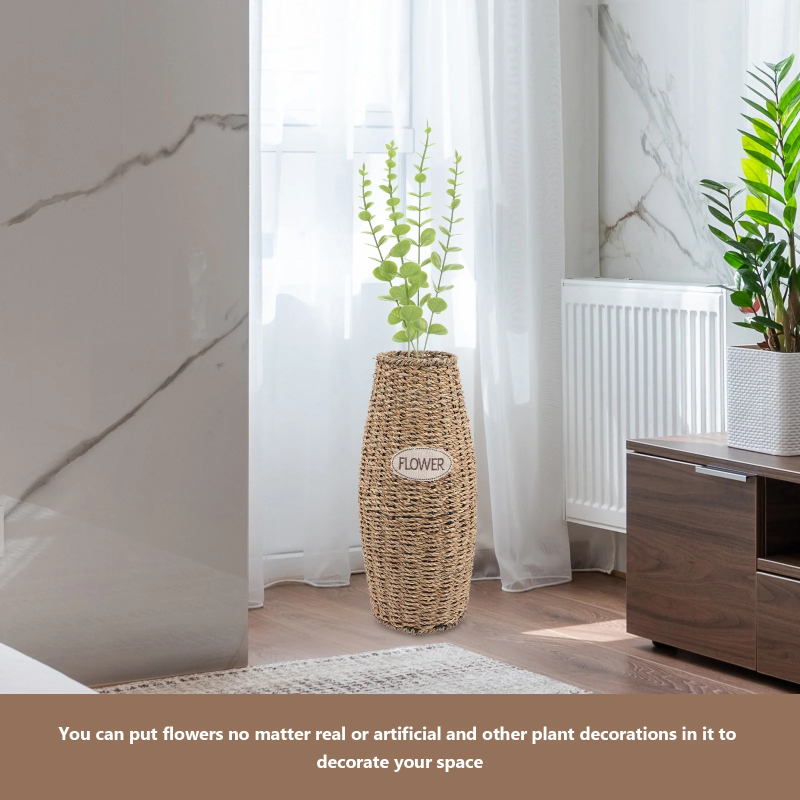 

Floor Flower Vase Premium Rattan Handwoven Stable Base For Home Decor Living Room Bedroom Garden Party Centerpiece Creative