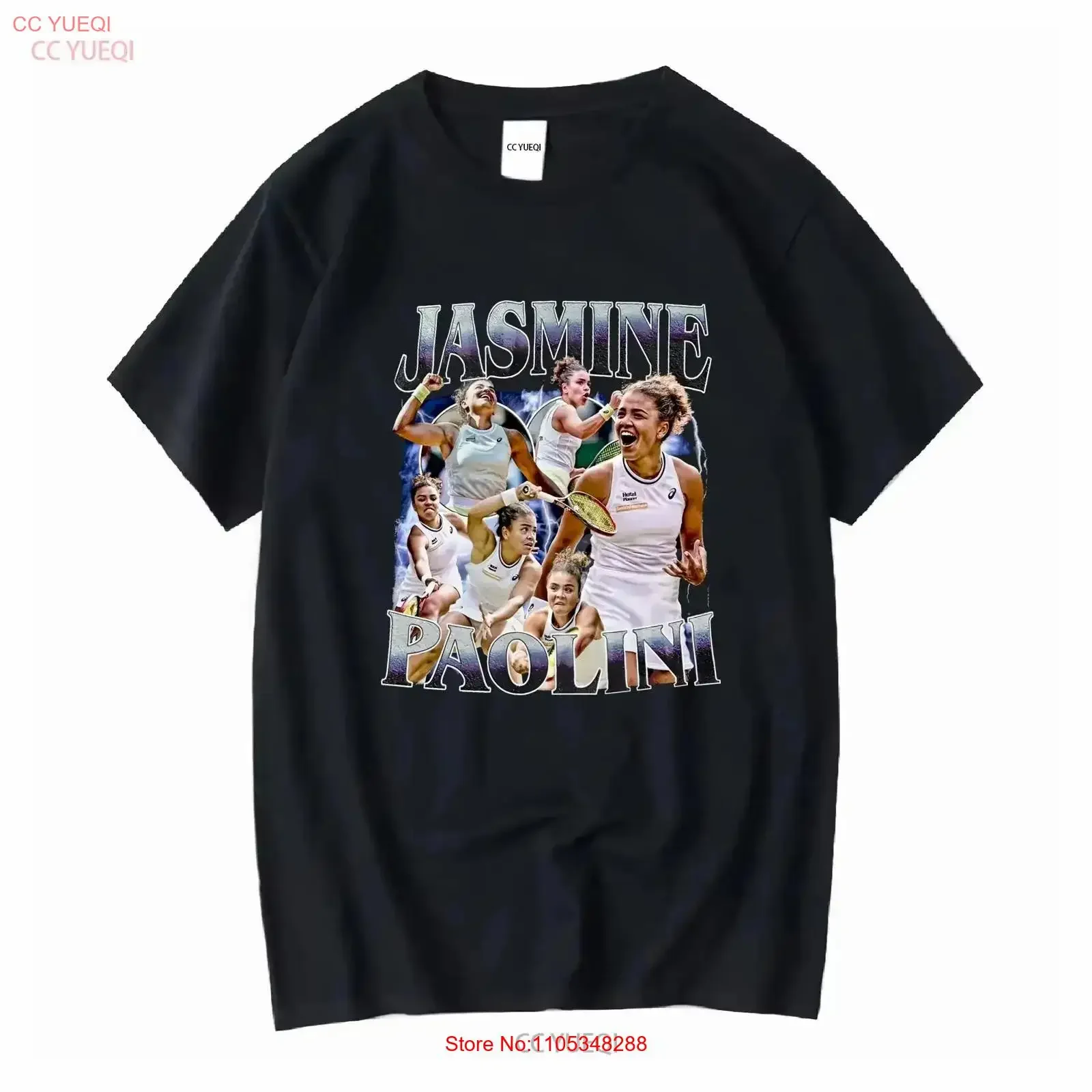 Jasmine Paolini Tennis-T-Shirt im Vintage-Stil der 90er Jahre, gewaschen, bequem, stilvoll, leicht dehnbar, Vintage-Waschung, lässige Streetwear