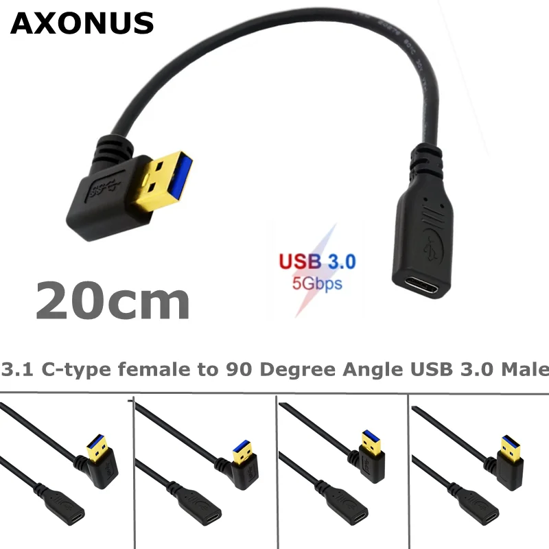 

Позолоченный интерфейс 5 Гбит/с USB 3.1 C-типа «мама» на угол 90 градусов USB 3.0 «папа» Кабель-адаптер для телефонов Macbook Android