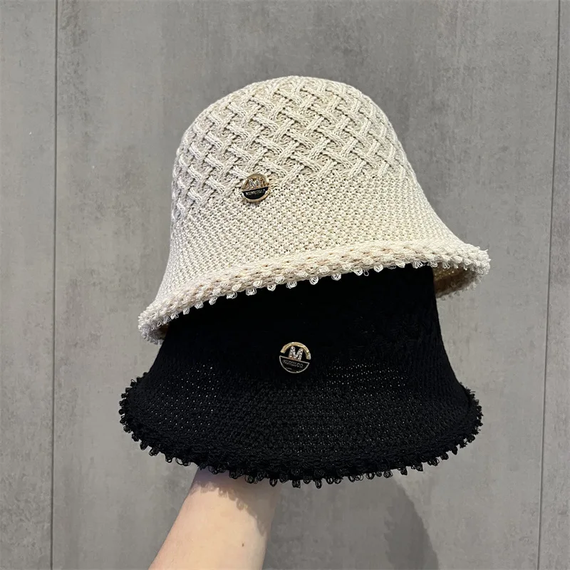 Japanese Minimalist Fisherman Hat Women\'s New Hollow Basin Hat Summer Sun Protection Sun Shading Bucket Hat Beach Panama Cap