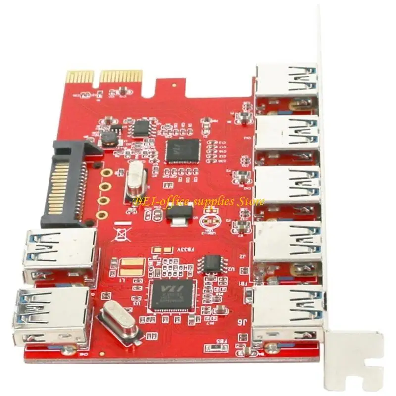 A9LC 7 PORT USB3.0 إلى بطاقة محول توسيع PCIE قم بتوصيل أجهزة متعددة في وقت واحد بنقل بيانات 5 جيجابت في الثانية