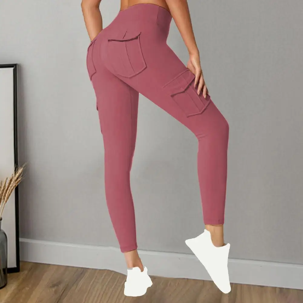 

Women Gym Leggings Women High Waist Fitness Pants High Waist Tummy Control Sports Trousers Multi Pockets Stretchy Leggings